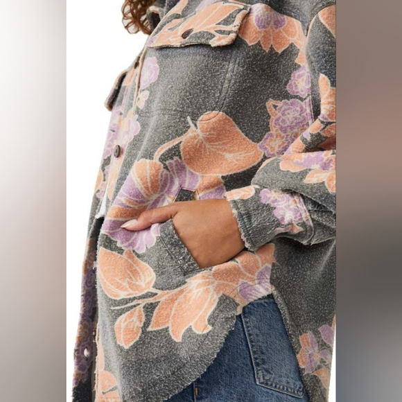 Free People Women's Floral Printed Ruby Oversized Boxy Button Up Jacket, XS - Picture 3 of 15